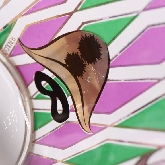 Set of 2 Culver Harlequin Mardi Gras Lowball Rocks Bar Glasses Vtg MCM - Picture 4 of 11